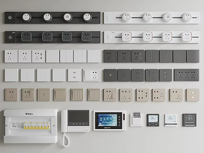Assorted Switch Panels Featuring Multiple Styles And Colors 3d model