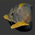 Vibrant Blue And Yellow Fish Sculpture With Detailed Scales And Smooth Surface