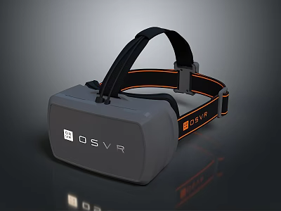 OSVR Virtual Reality Headset With Gray Design And Black Orange Head Strap 3d model