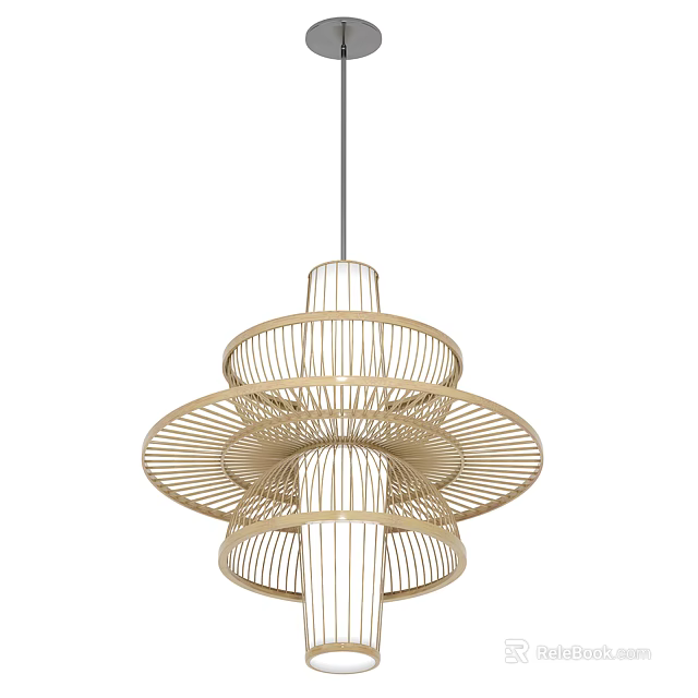 Modern Wicker Chandelier with Multiple Circular Layers for Contemporary Interior 3d model