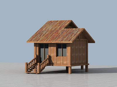 Modern wooden house 3d model