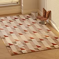 Square Area Rug With Geometric Pattern On Wooden Floor And Sunlight 3d model