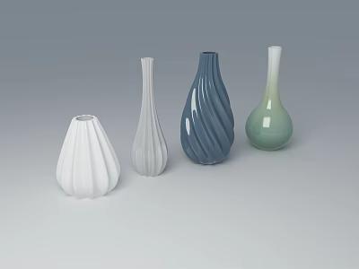 Ceramic Vessels With Various Shapes And Assorted Colors For Home Decor 3d model