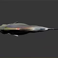 Transparent Fish with Blue Fins Red Accents and Shiny Body on Gray Background