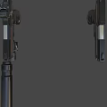 Tactical Weapons Display with Rifle and Pistol Featuring Scope Suppressor and Orange Stripes