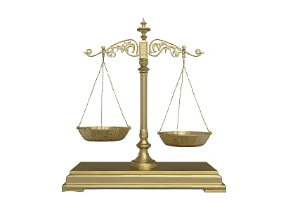 Golden Decorative Balance Scale Ornament Decoration Set With Ornate Design And Elegant Base 3d model