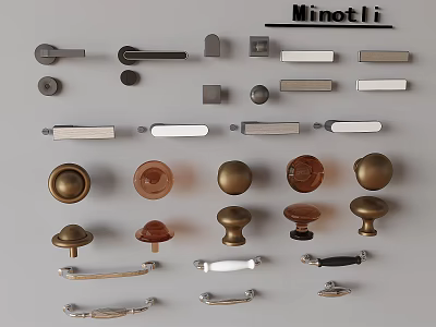 Minotii Cabinet Handles And Drawer Knobs With Various Metallic Finishes And Designs 3d model