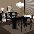 Modern Open Restaurant Interior With Wooden Dining Table And Pendant Light