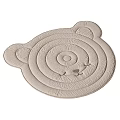 Light Beige Bear Head Shaped Rug with Concentric Circle Texture and Stitched Eyes and Nose