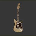 Vintage Wooden Electric Guitar And Art Drawing Tools For Creative Projects