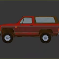 Vintage Red SUV With Brown Roof And Off Road Tires Design