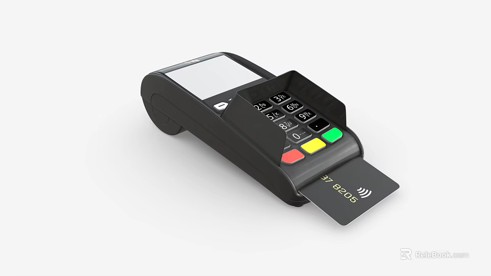 Business Equipment POS Terminal with Numeric Keypad Credit Card Slot and Display Screen 3d model 