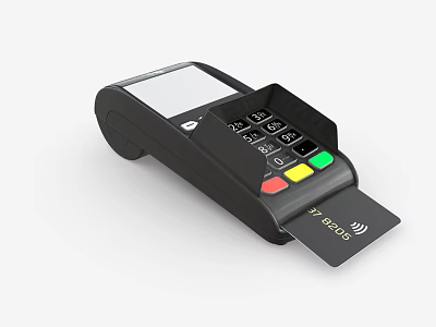 Business Equipment POS Terminal with Numeric Keypad Credit Card Slot and Display Screen 3d model
