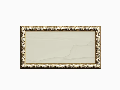 Decorative Rectangular Mirror With Golden Floral Pattern Frame And Elegant Design 3d model