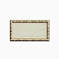Decorative Rectangular Mirror With Golden Floral Pattern Frame And Elegant Design