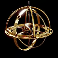 Gold Armillary Sphere Decorative Ornament with Intricate Metal Ring Structure 3d model