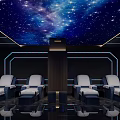 Modern SPA Sauna Room With Starry Sky Ceiling Blue Lighting And White Lounge Chairs