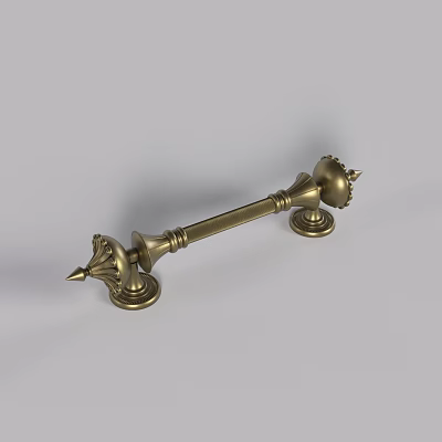 Decorative Brass Door Handle With Intricate Carvings And Vintage Design 3d model