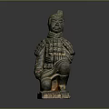Detailed Ancient Terracotta Warrior Sculpture in Kneeling Armored Posture with Historical Artistry
