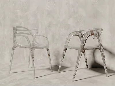 Transparent Leisure Chairs with Modern Sleek Design Acrylic Material and Curved Armrests for Minimalist Interior 3d model