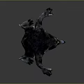 Fantasy Wolf Like Creature With Black Fur Red Ears Open Mouth Aggressive Stance 3D Design