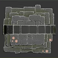 Ancient Stone Archway Scene Component With Mystical Blue Particle Effect Stone Steps And Burning Torches