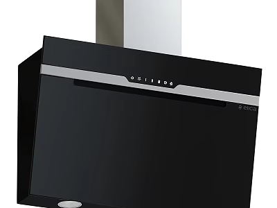Sleek Modern Black Range Hood Featuring Silver Trim and Control Panel 3d model