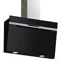 Sleek Modern Black Range Hood Featuring Silver Trim and Control Panel 3d model