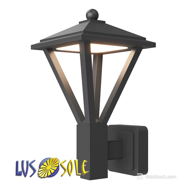 Modern Black Wall Lamp With Geometric Structure And Warm Illuminated Light 3d model 