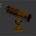 Vintage Wooden Telescope With Metal Accents On Sphere Base For Scenic Viewing