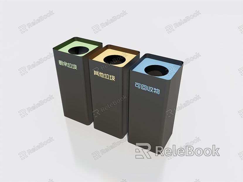 Modern trash can Public facilities Garbage sorting Combination trash can model