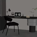 Modern Home Office Desk Setup With Lamp Headphones Tablet And Chair