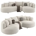 Modern Sectional Sofa with Soft Textured Fabric Decorative Pillows and Cozy Throw Blanket