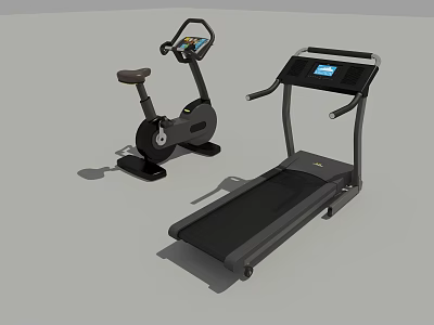 Modern Fitness Equipment Treadmill and Exercise Bike with Digital Display for Home Gym Training 3d model