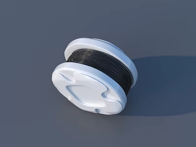 White Spool With Black Wound Thread For Sewing And Craft Supplies 3d model