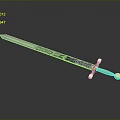 Decorative Medieval Sword With Intricate Carved Blade And Golden Hilt Design