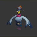 Cartoon Flying Animal With Orange Goggles Red Scarf Blue Body Yellow Belt And Orange Feet