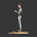 Woman in Green Top Khaki Pants Wearing Tactical Vest Standing on Platform with Patterned Base