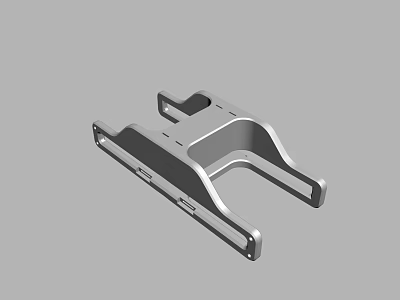 Silver Metal Mechanical Bracket With Structural Holes And Mounting Design 3d model