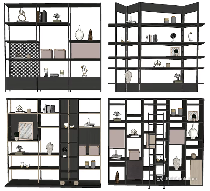 Modern Multifunctional Shelving Unit With Layered Structure For Home Organization And Decorative 3d model 