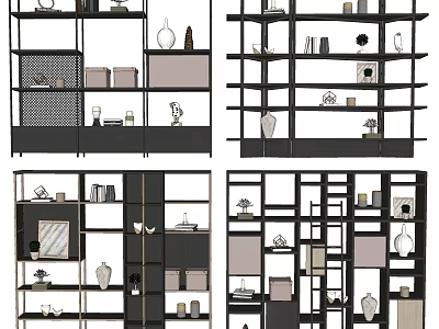 Modern Multifunctional Shelving Unit With Layered Structure For Home Organization And Decorative 3d model