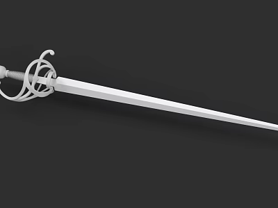 Medieval Sword With Long Slender Blade And Intricate Metal Hilt Design 3d model