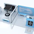 Modern Exhibition Booth With Blue Display Board Protect Signage And Balance Label