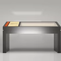 Black Display Cabinet Shelf With Glass Top And Information Panel For Exhibits