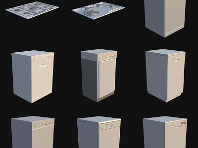 Various Types Of Modern Kitchen Appliances Including Stovetops And Dishwashers 3d model