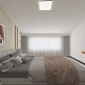 Modern Hotel Guest Room With Comfortable Bed TV Wooden Wardrobe And Decorative Painting