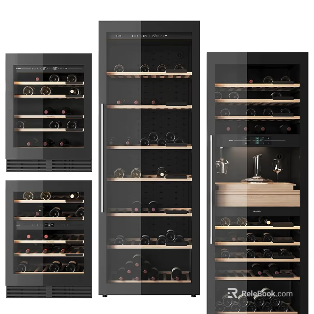 Modern Wine Cabinet With Glass Door And Multiple Shelves For Storing Wine Bottles 3d model 