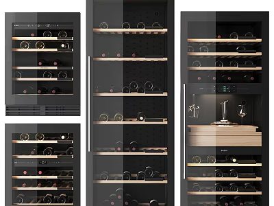 Modern Wine Cabinet With Glass Door And Multiple Shelves For Storing Wine Bottles 3d model