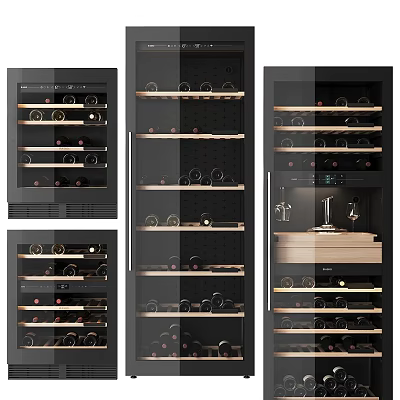 Modern Wine Cabinet With Glass Door And Multiple Shelves For Storing Wine Bottles 3d model