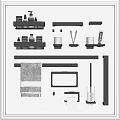 Modern Bathroom Accessories with Black Shelves Towel Racks Towel Toothbrush Holder Tumbler And Bottles